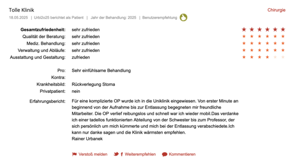 Klinikbewertungen.de Mai 2025