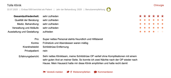 Klinikbewertungen.de Juli 2025
