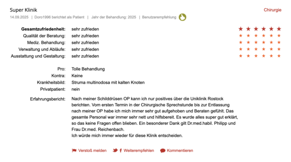 Klinikbewertungen.de UMR September 2025