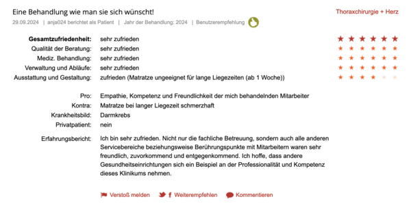Klinikbewertungen.de September 2024