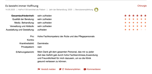 Klinikbewertungen.de Mai 2025