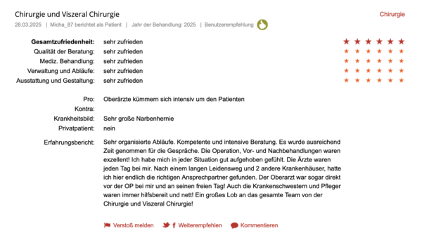 Klinikbewertungen.de März 2025