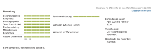 Sanego Patientenbewertung Februar 2026