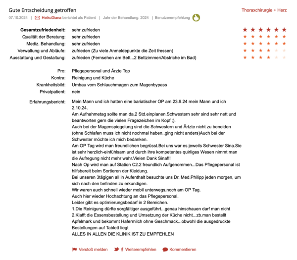 Klinikbewertungen.de Oktober 2024