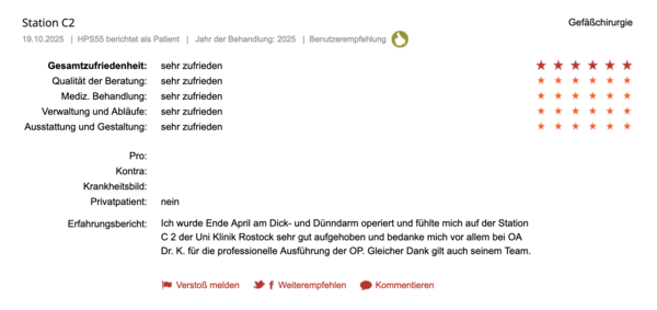 Klinikbewertungen.de UMR September 2025