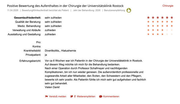 Klinikbewertungen.de April 2026 Chirurgie