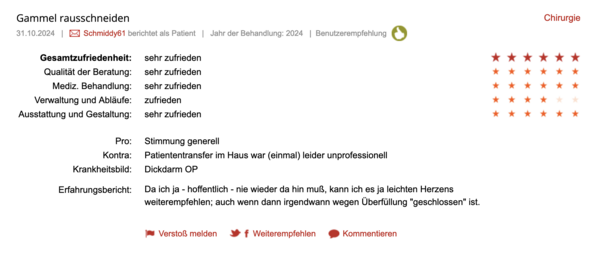 Klinikbewertungen.de Oktober 2024