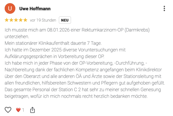 Google Bewertung Chirurgie UMR Januar 2026