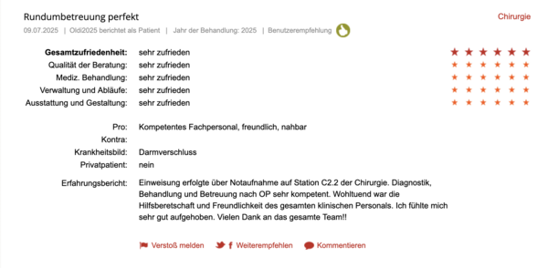 Klinikbewertungen.de Juli 2025