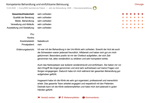 Klinikbewertungen.de März 2026 Chirurgie