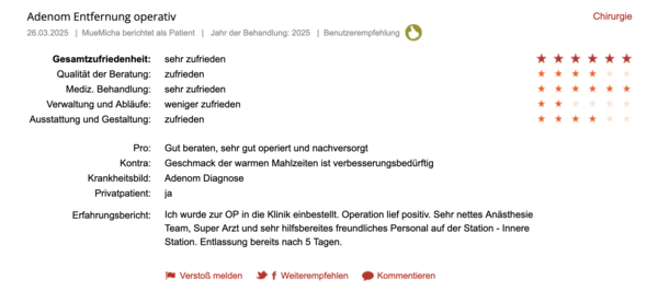 Klinikbewertungen.de März 2025