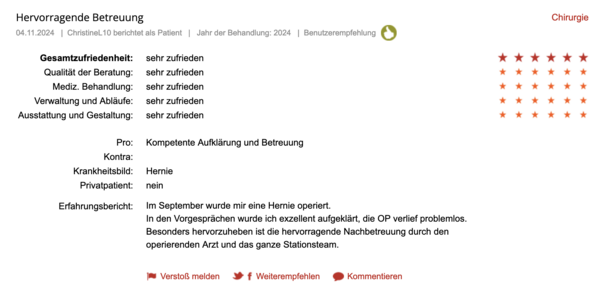 Klinikbewertungen.de November 2024