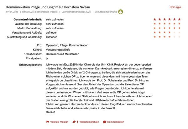Klinikbewertungen.de April 2025