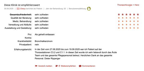 Klinikbewertungen.de Universitätsmedizin Rostock September 2025