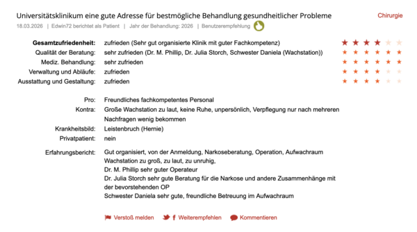Klinikbewertungen.de März 2026 UMR