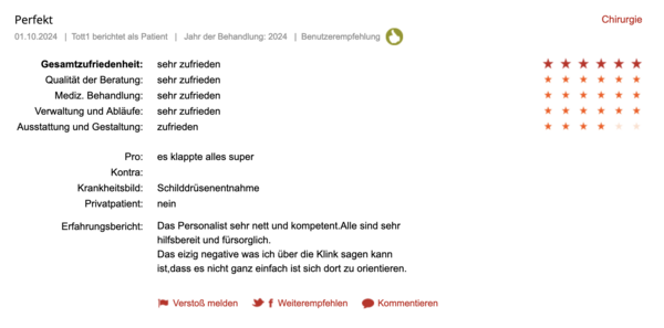 Klinikbewertungen.de Oktober 2024