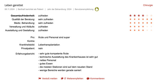 Klinikbewertungen.de November 2024