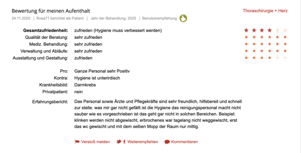 Klinikbewertungen.de Chirurgie UMR November 2025