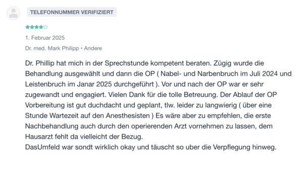 Jameda Patientenbewertung Februar 2025