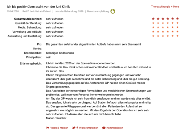 Klinikbewertungen.de April 2026 Allgemeinchirurgie