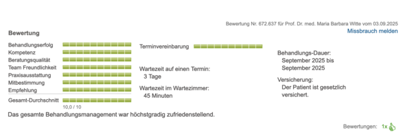 Sanego.de Patientenbewertung September 2025
