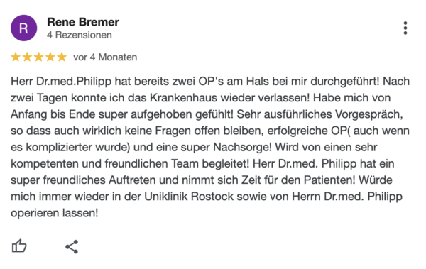 Google Bewertung Arzt Mark Philipp März 2025