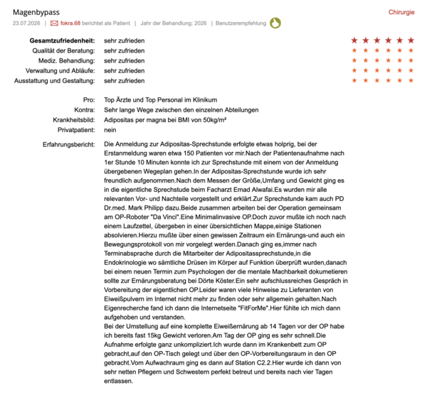 Klinikbewertungen.de Chirurgie Unimed Juli 2026