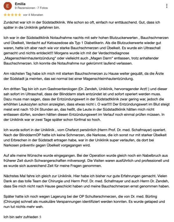 Google Patientenbewertung Dezember 2024