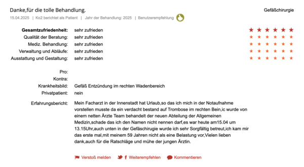 Klinikbewertungen.de April 2025