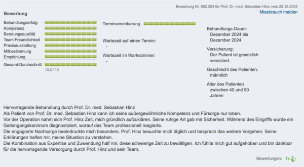 Sanego.de Patientenbewertung Dezember 2024
