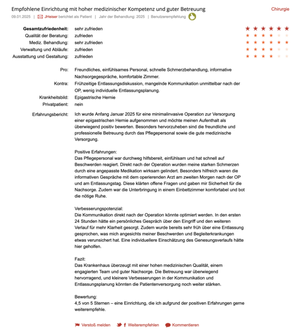 Klinikbewertungen.de Januar 2025