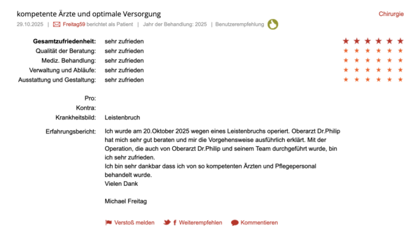 Klinikbewertungen.de CUK Rostock Oktober 2025