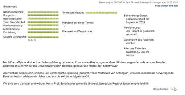 Sanego.de Patientenbewertung November 2024
